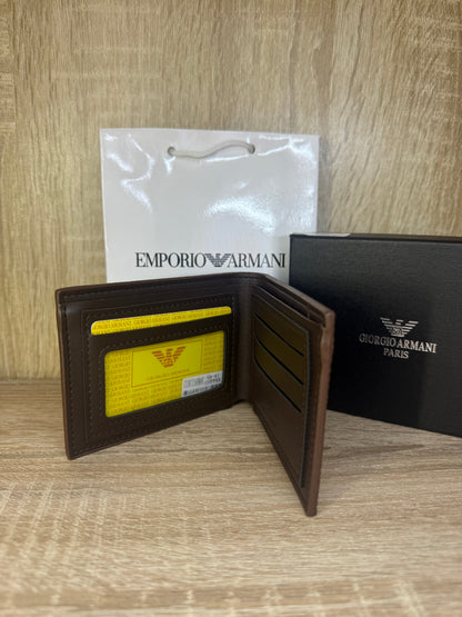 PORTE MONNAIE ARMANI HOMMES 2 MARRON AVEC SACHET