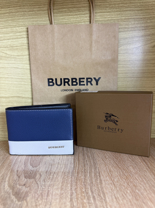 PORTE MONNAIE BURBERRY HOMMES BLEU/BLANC AVEC SACHET