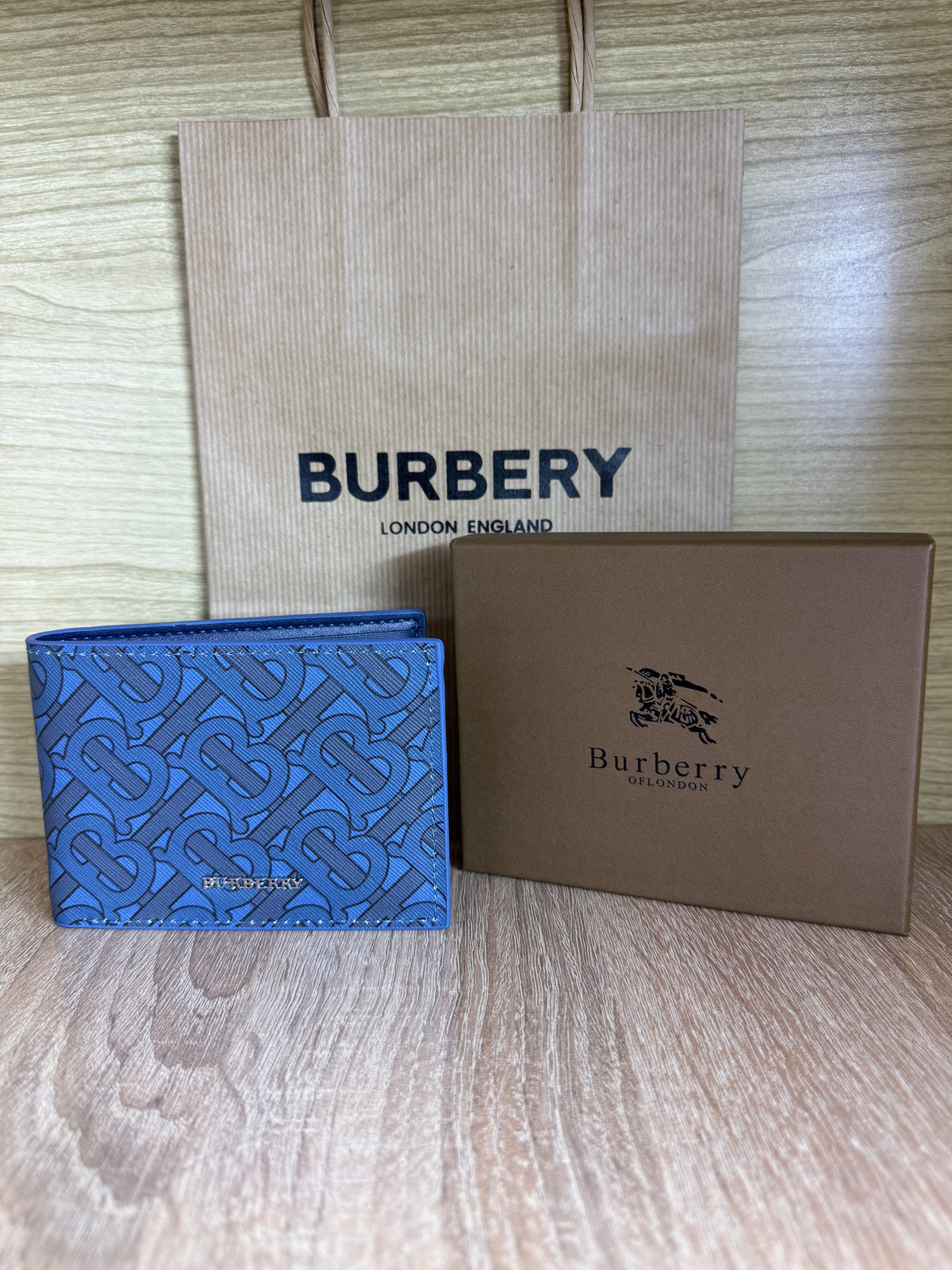 PORTE MONNAIE BURBERRY HOMMES BLEU AVEC SACHET