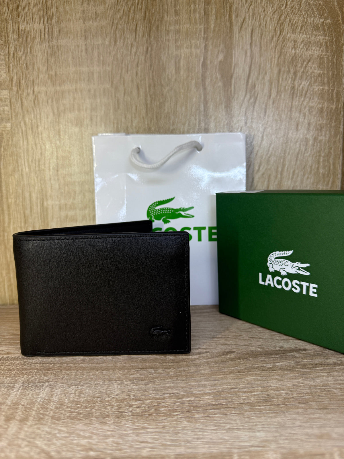 PORTE MONNAIE LACOSTE NOIR HOMMES AVEC SACHET